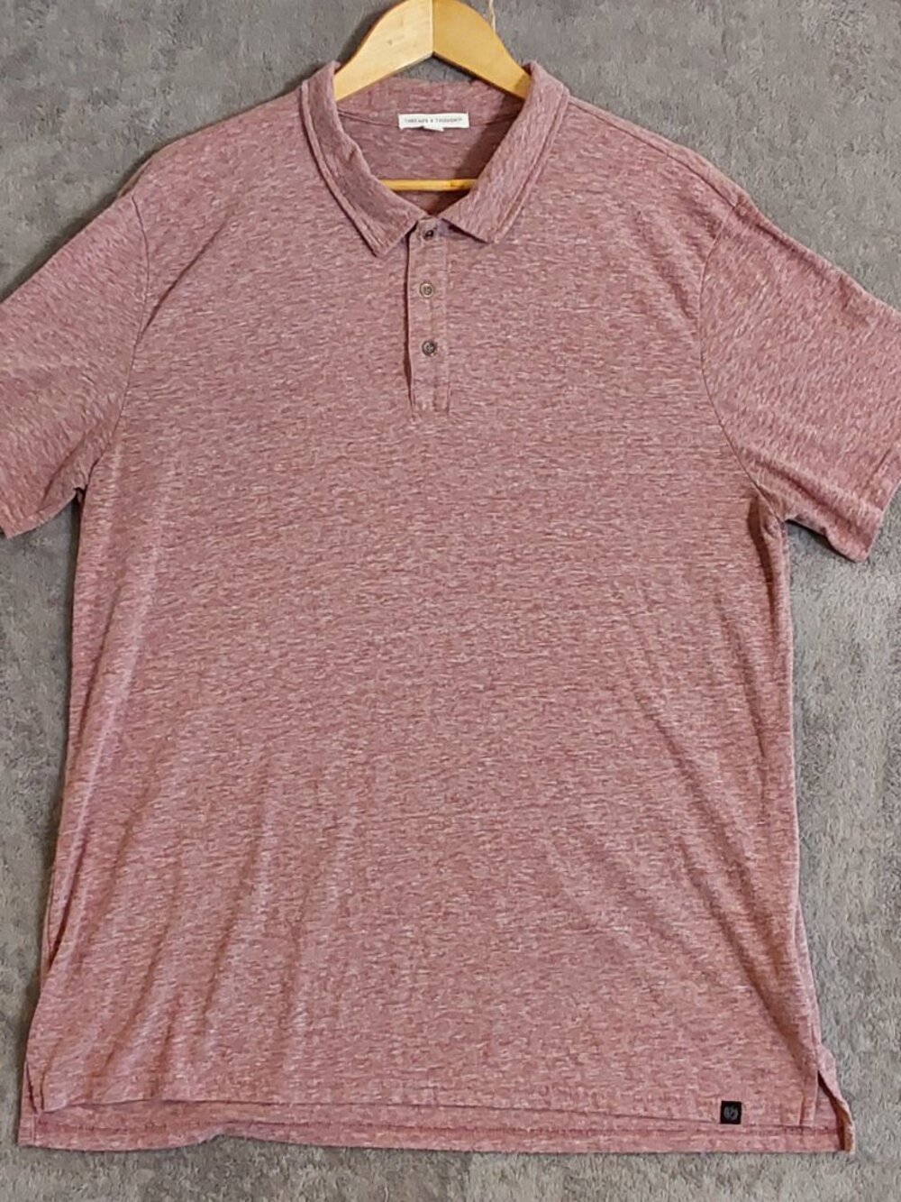 Threads 4 Thought Men's Heather Mauve Polo Shirt XL Organic Cotton Blend